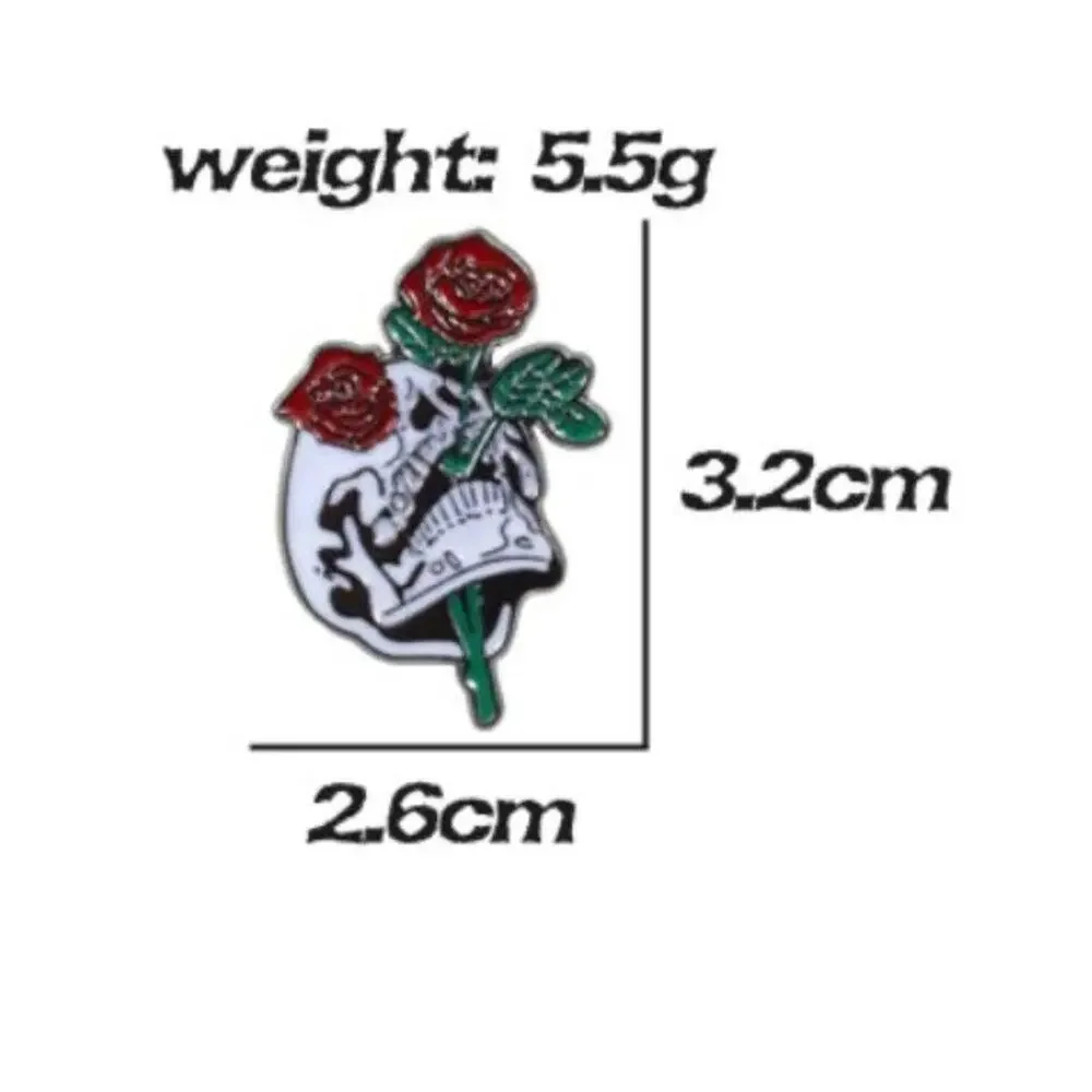 Skull with Roses Pin Brooch